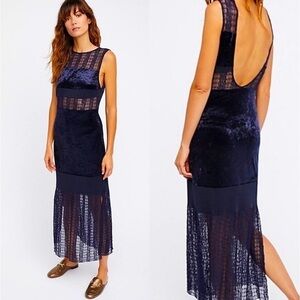 Free People keep in line velvet lace boho whimsygoth fairy romantic maxi dress
